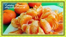 Art In Mandarin Orange Flower - Fruit Carving _ Clementine Sunflower Garnish _ Fruit Decoration