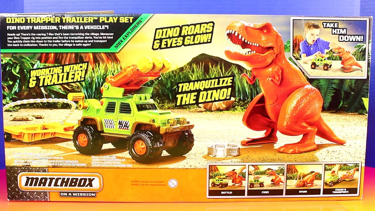 Disney Pixar Cars Lightning McQueen & Mater With Matchbox On A Mission Dino Trapper Traile