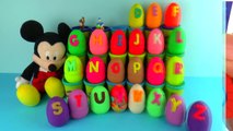 24 PlayDoh Alphabet Surprise eggs. Mickey Mouse Alphabet.learning Donald Duck Kinder Surpr