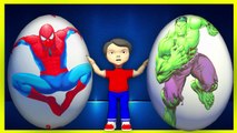 Giant Surprise Eggs finger family # 1 | Spiderman | Hulk | Nursery Rhymes For Kids 3D