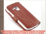 JAMMYLIZARD | Funda De Piel Para Samsung Galaxy S3 MINI Luxury Wallet Tipo Cartera MARRÓN