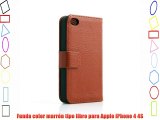 Funda color marrón tipo libro para Apple iPhone 4 4S