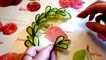 Украшения из овощей. Украшения тарелки. Карвинг помидора, огурца, лимона. Decoration of Vegetables