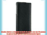 StilGut UltraSlim Case funda de cuero genuino para el Sony Xperia Z1 plegable nero