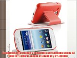 JAMMYLIZARD | Funda De Piel Para Samsung Galaxy S3 MINI Con Cierre Magnético y Apoyo ROJO