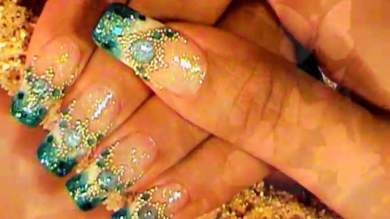 Blue Bead Ombre Gradient Nail Art Design Tutorial Video