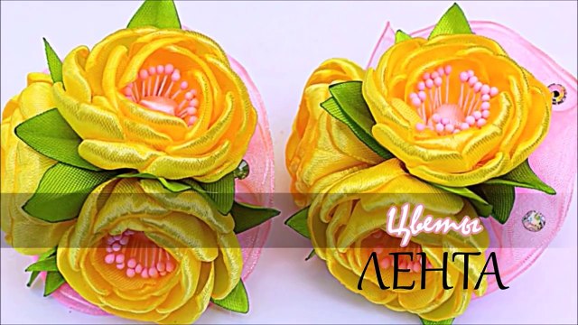 Резинки Summer flowers - Цветы из Ленты - KANZASHI - DIY