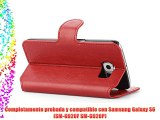 JAMMYLIZARD | Funda De Piel Para Samsung Galaxy S6 Retro Wallet Tipo Cartera ROJO