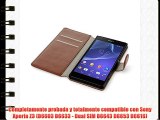 JAMMYLIZARD | Funda De Piel Para Sony Xperia Z3 Retro Wallet Tipo Cartera MARRÓN