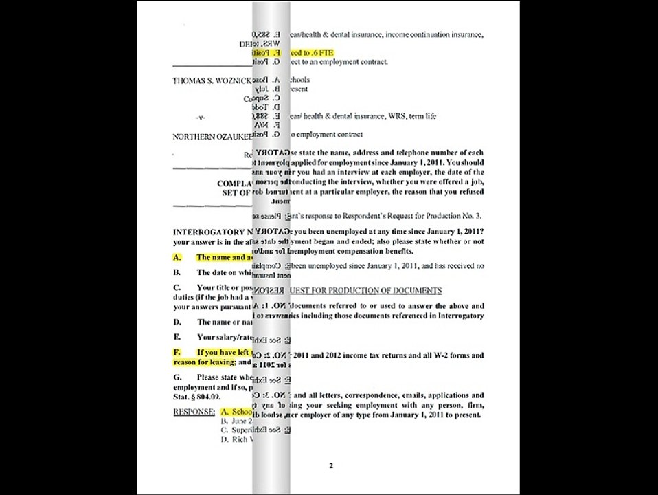 Thomas Woznicki’s “Reason for Leaving” the Florence County, WI School District