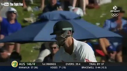 Signals No Ball Doug Bracewell gets Adam Voges bowled, is wrongly adjudged to have overstepped.