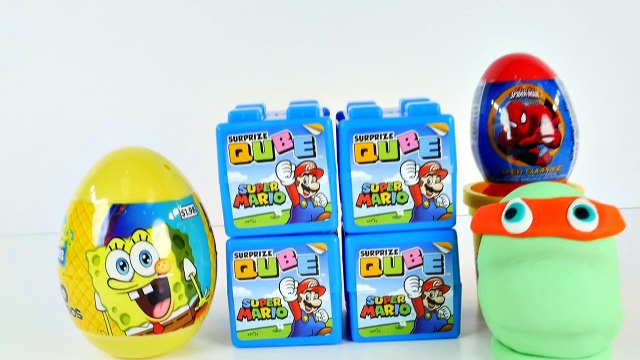 Surprize Qube Super Mario Spongebob Surprise Eggs Play Doh Teenage Mutant Ninja Turtles Spiderman