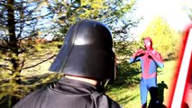 Spidergirl vs Darth Vader vs Spiderman! Little Superhero Battles STAR WARS Darth Vader in Real Life