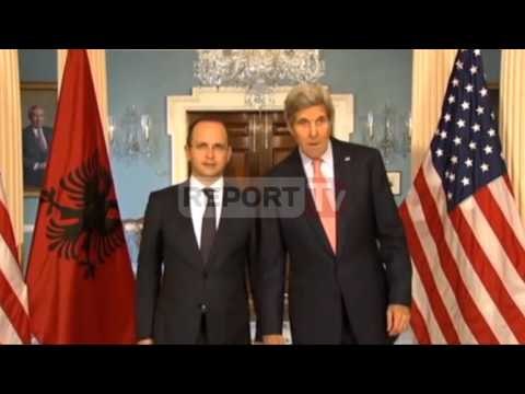 Report TV - Vizita e Kerryt, Nishani e pret në Rinas, takon Ramën dhe Bashën