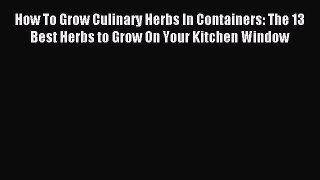 Download How To Grow Culinary Herbs In Containers: The 13 Best Herbs to Grow On Your Kitchen