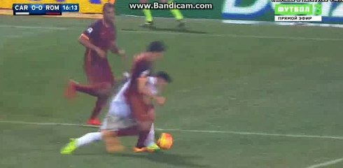 Diego Perotti Gets Injured - Carpi vs AS Roma - Serie A - 12.03.2016