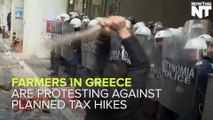 Farmers And Riot Police Clash In Greece