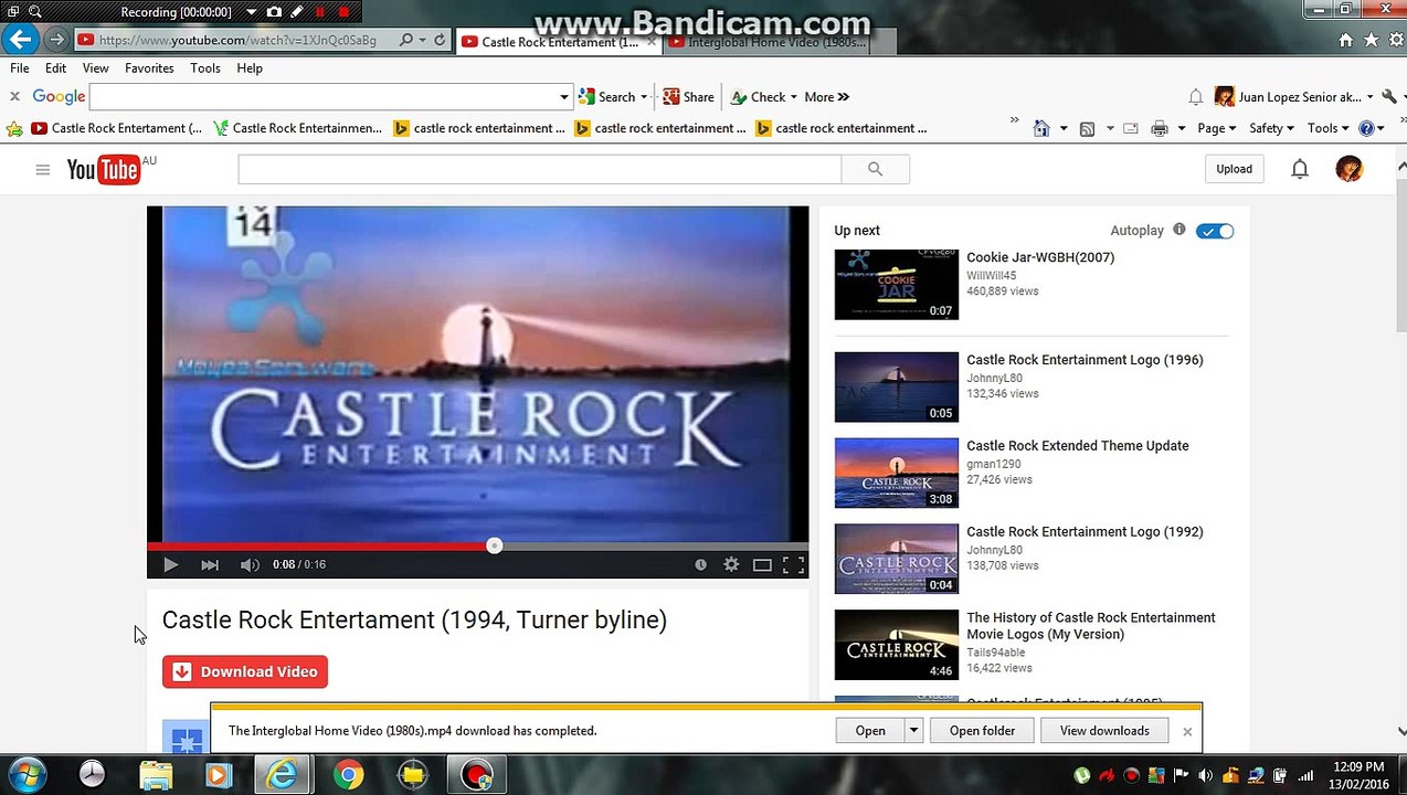 1980s Interglobal Video 'Black Spinning Globe of Doom' logo with 1996 Castle Rock Entertainment jingle