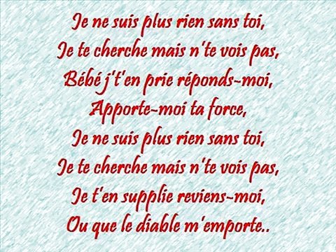 trop belle chanson damour triste plus rien sans toi avec paroles