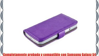 JAMMYLIZARD Funda De Piel Para Samsung Galaxy S4 MINI Luxury Wallet Tipo Cartera MORADO
