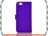 JAMMYLIZARD | Funda De Piel Para iPhone 5 y 5S Tipo Cartera Luxury Wallet Case MORADO