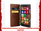 JAMMYLIZARD | Funda De Piel Para Nokia Lumia 930 Retro Wallet Tipo Cartera MARRÓN