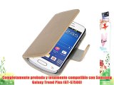JAMMYLIZARD | Funda De Piel Para Samsung Galaxy Trend Plus Retro Wallet Tipo Cartera CAPPUCCINO