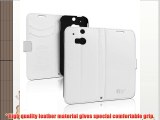 Pdncase Funda de Cuero para HTC ONE M8 Wallet case cover Color Blanco