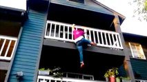 Perfect Demonstration of How Not to Climb Down a Balcony