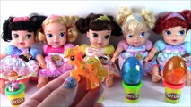 Disney Princess Babies Dolls! Snow White Aurora Belle Cinderella Ariel!Surprise TOYS PLAY DOH EGGS!