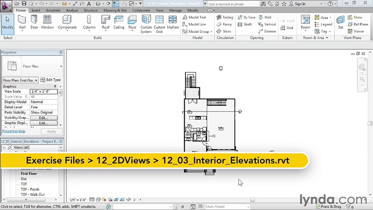 12 03. Creating interior elevation views - House in Revit Architecture