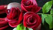 How to Make Red Rose Beet Flower _ Vegetable Carving Garnish _ Sushi Garnish _ Food Decoration