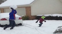 Never Go Toe To Toe With Dad In A Snowball Fight