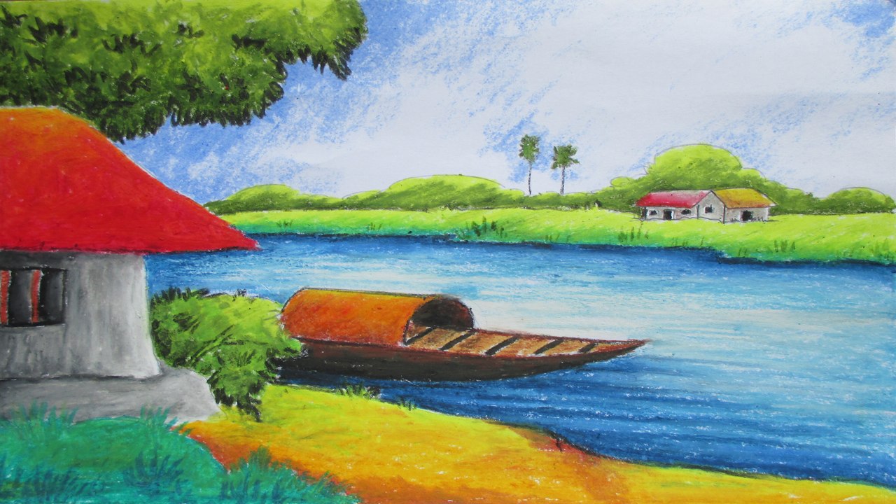 Pastel Painting Oil Pastel Landscape Drawing Tutorial [Long Version