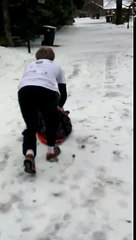 Skimboarding on sleet