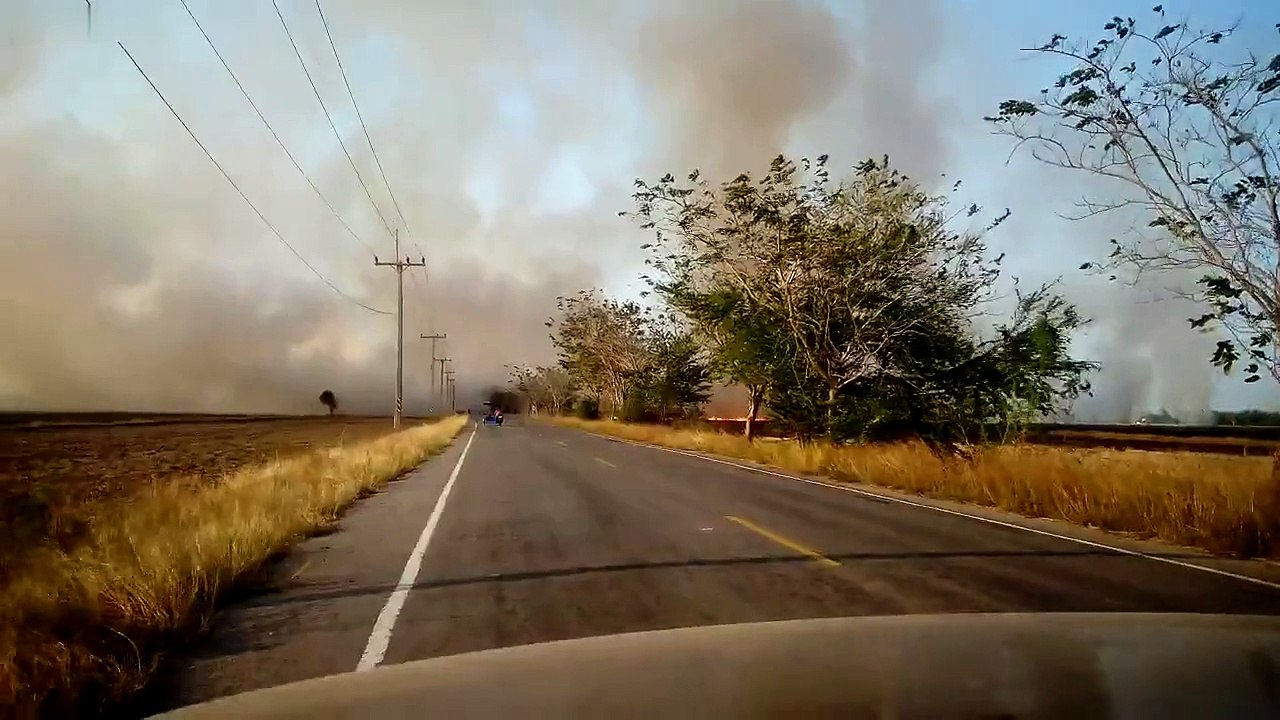 Driving through thick smoke is never a good idea