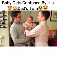 Baby gets confused by his dad's twin