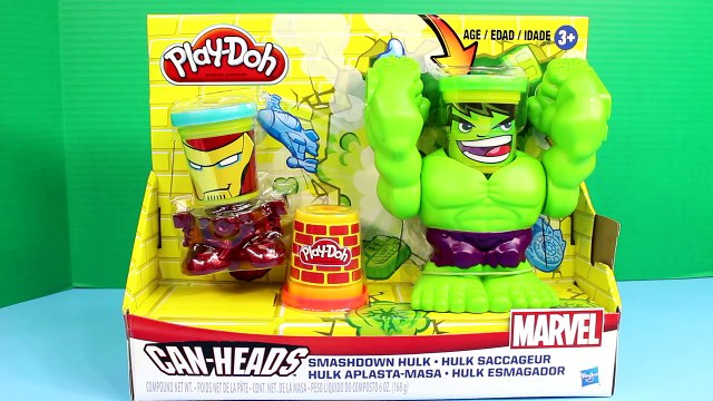 Play-Doh Incredible Hulk & Iron Man Can Heads Smashdown Hulk Smashes Venom Marvel Comics