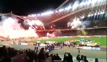 Crazy Atmosphere in the stands   AEK Athens 1-0 Olympiacos  Greece Super League 13.02.2016