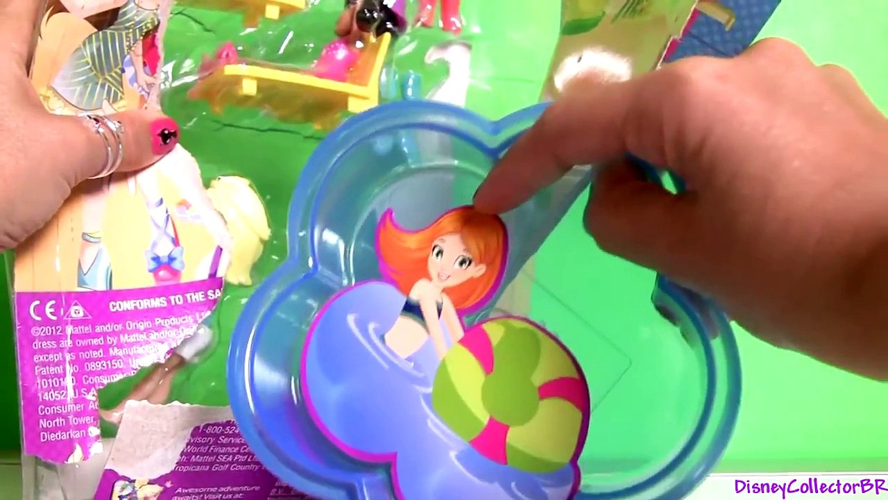 Polly Pocket Pool Party with Magic Clip Princess Anna Elsa From Disney Frozen MagiClip Fashion