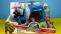 Playskool Heroes Jurassic World Copter saves Baby Dinosaurs from T-Rex Dinosaur
