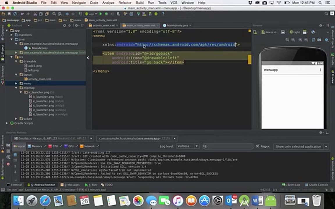★ دورة اندرويد 18 android  التعامل مع القوائم android menu (1024p FULL HD)