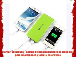 下载视频: iHarbort ENT1100GR - Batería externa USB portátil de 11000 mAh para smartphones y tablets color