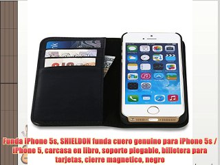 Funda iPhone 5s SHIELDON funda cuero genuino para iPhone 5s / iPhone 5 carcasa en libro soporte