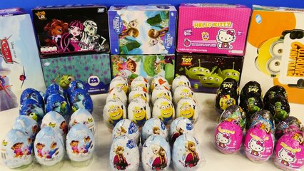 PRANK! New Frozen Hello Kitty Monster High Dora The Explorer Toy Story Surprise Eggs DCTC