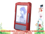 DURAGADGET Funda/Cubierta Roja De Piel Auténtica Con Soporte Ajustable Para Amazon Kindle Keyboard