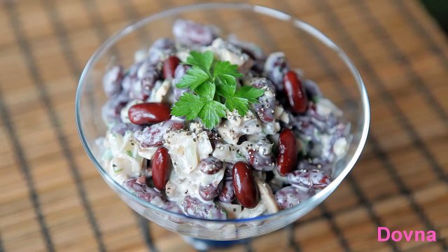 рецепт салат с фасолью и грибами