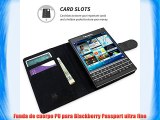 Snugg Blackberry Passport Funda Negra de Cuero con Tapa - Funda Billetera con Tapa para Tarjetas