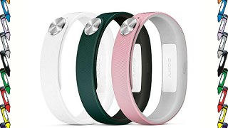 Sony Fashion - Pack de tres correas pequeñas para SmartBand verde oscuro rosa claro y blanco