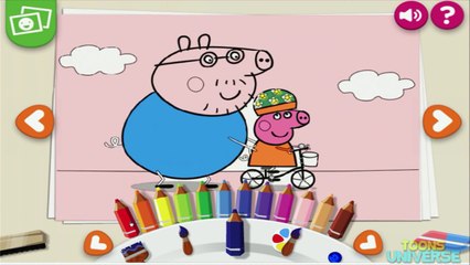 Peppa Pig Bike Riding with Daddy Pig Nick Jr. Coloring Book Creativity Game for Children